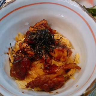 献立いろいろつゆで♪たまご焼き鳥丼☆